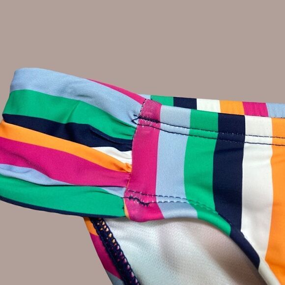 NWT Cremieux Rainbow Striped Ruched Sides Bikini Bottom - Picture 3 of 10